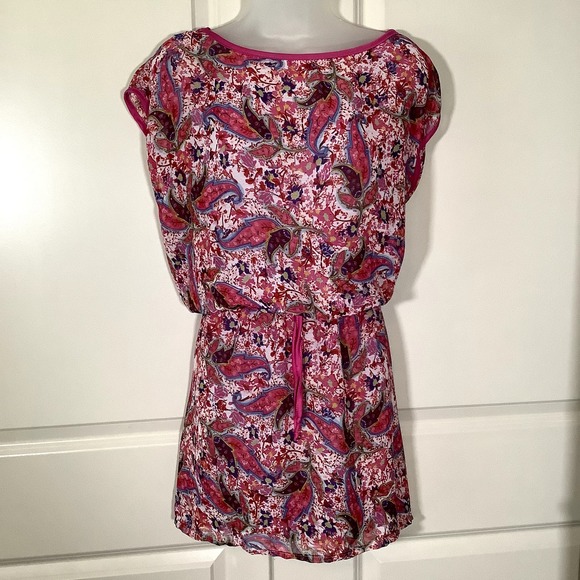 Kaktus Tunic Dress Women's Size Large Made In USA Elastic Waist Paisley - Picture 1 of 5